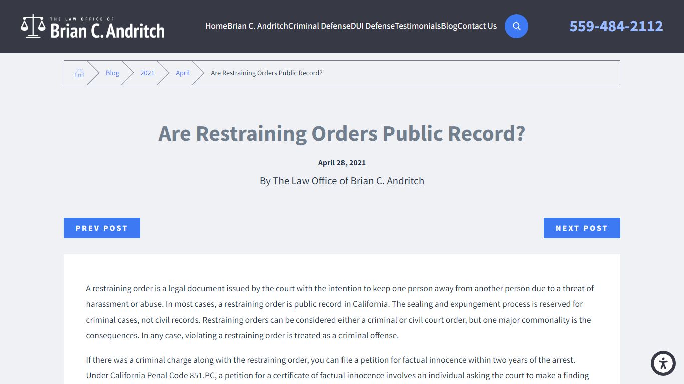 Are Restraining Orders Public Record? - The Law Office of Brian C. Andritch